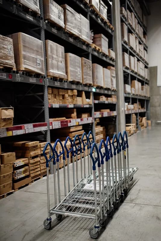 Almacén de alimentos con anaqueles de insumos