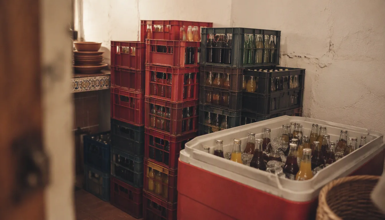Refrigerador exhibidor lleno de refrescos y aguas embotelladas en el salón de un restaurante