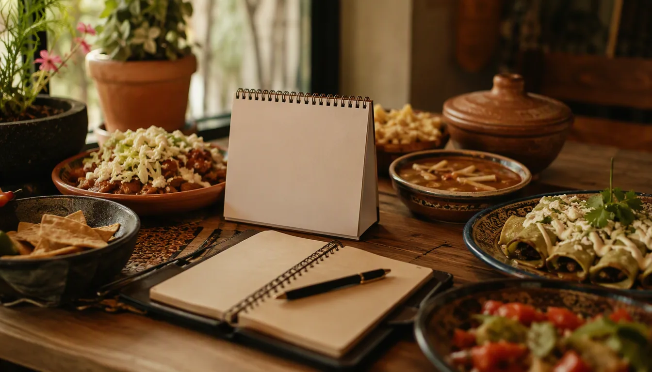 Calendario de pared de un restaurante con fechas marcadas y notas de promociones para 2027