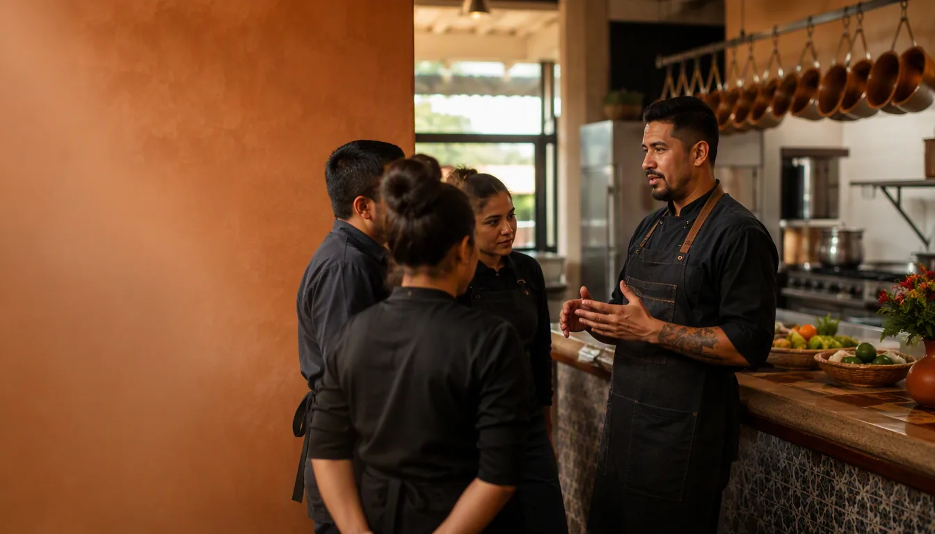 Equipo de cocina trabajando en la preparación de platillos