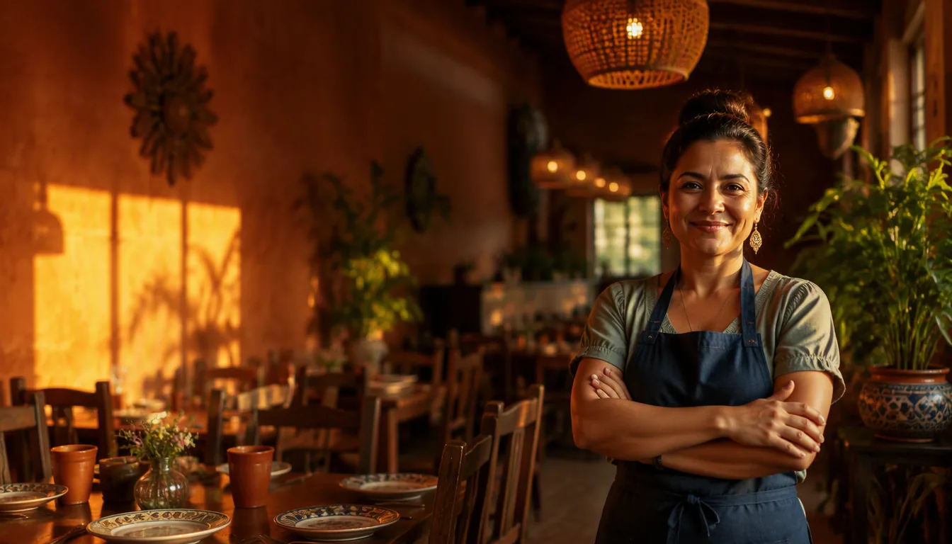 Clientes disfrutando en la mesa de un restaurante