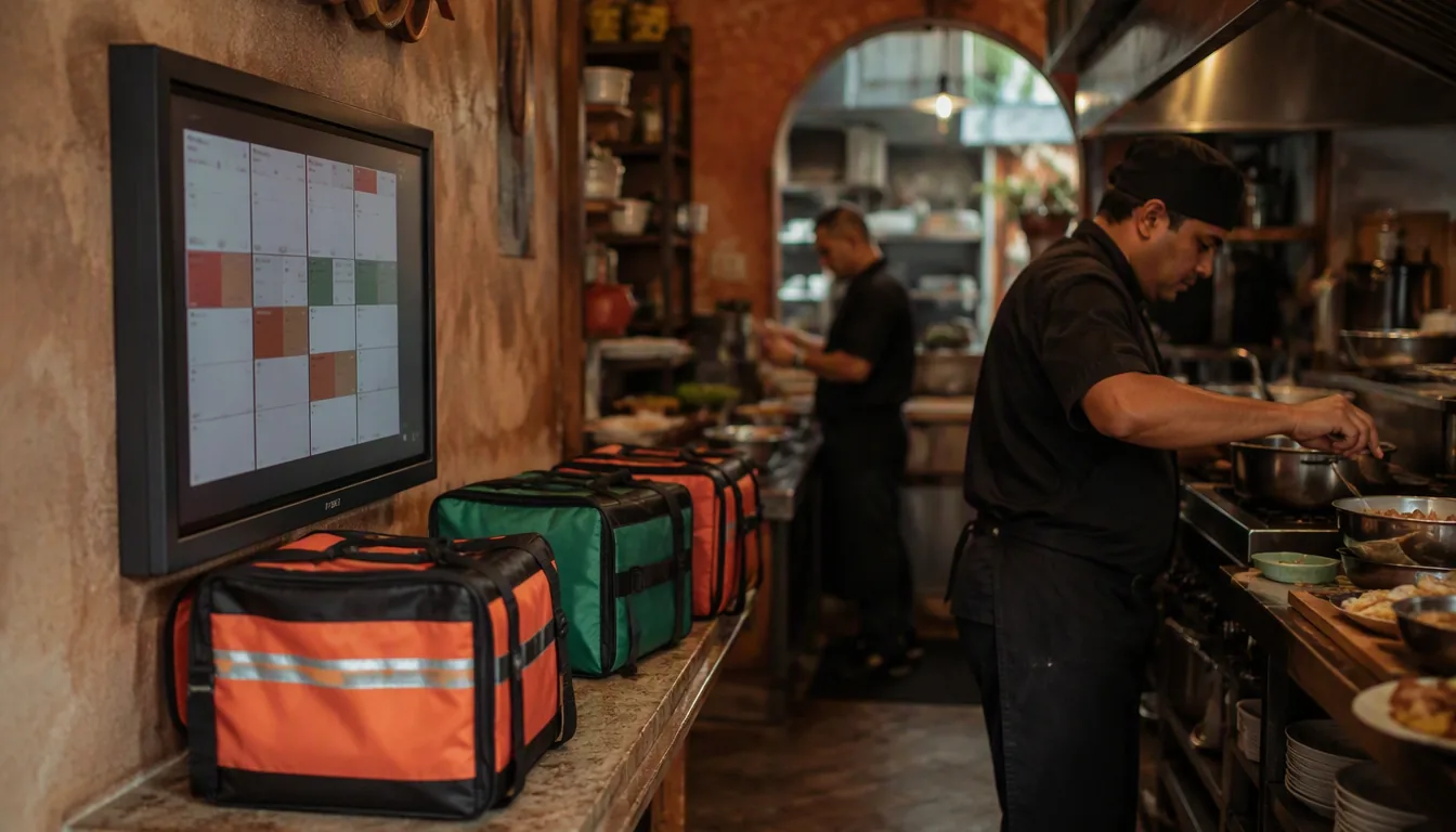 Terminal punto de venta de restaurante mostrando pedidos de apps de delivery integrados
