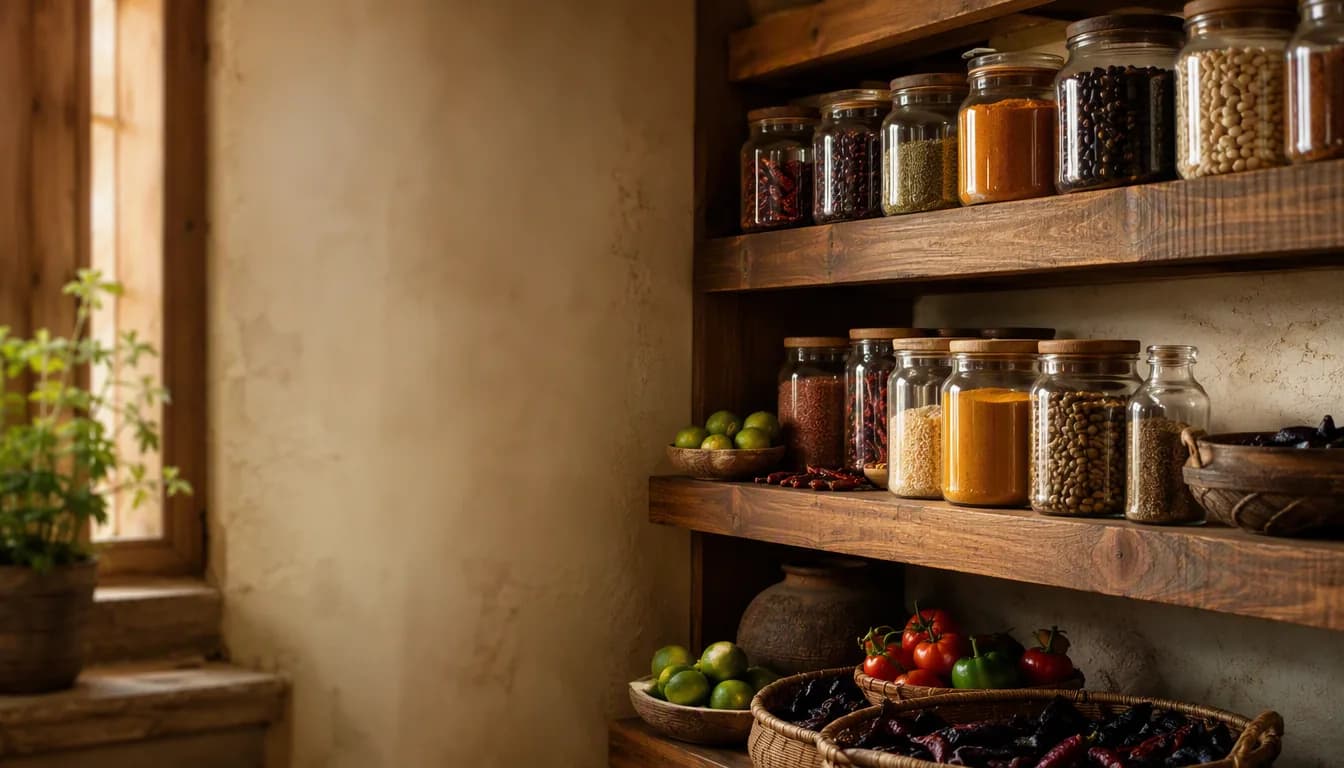 Ingredientes frescos de cocina sobre una mesa de trabajo