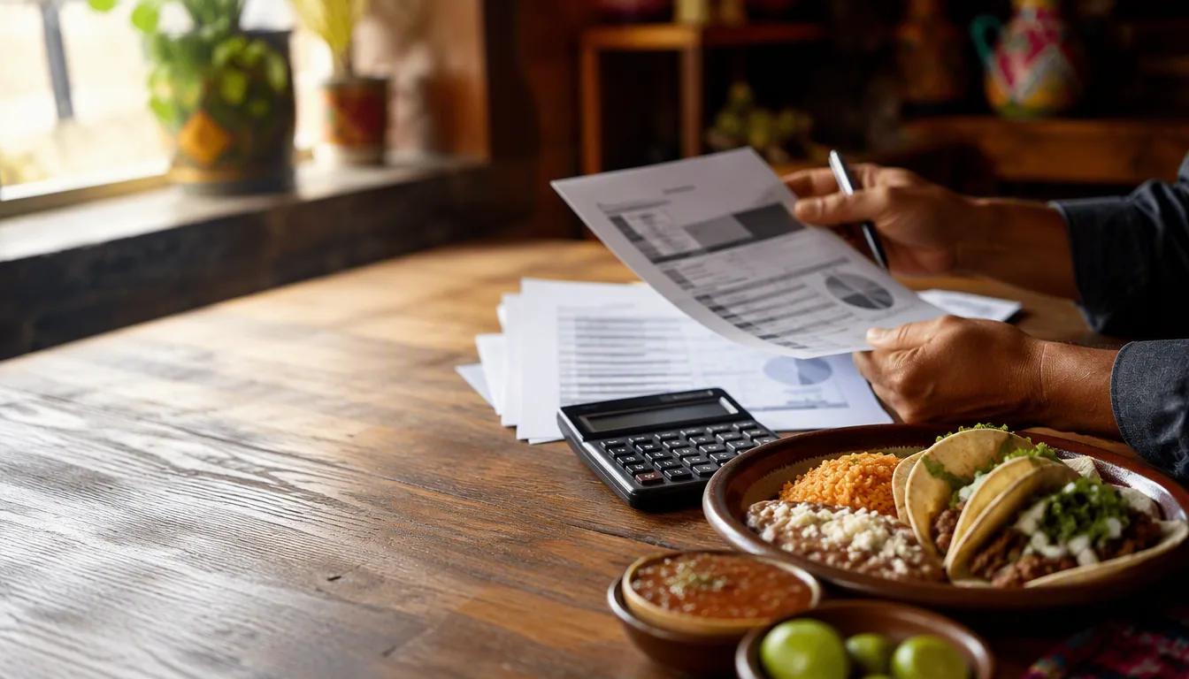 Documentos laborales sobre el escritorio de un restaurante