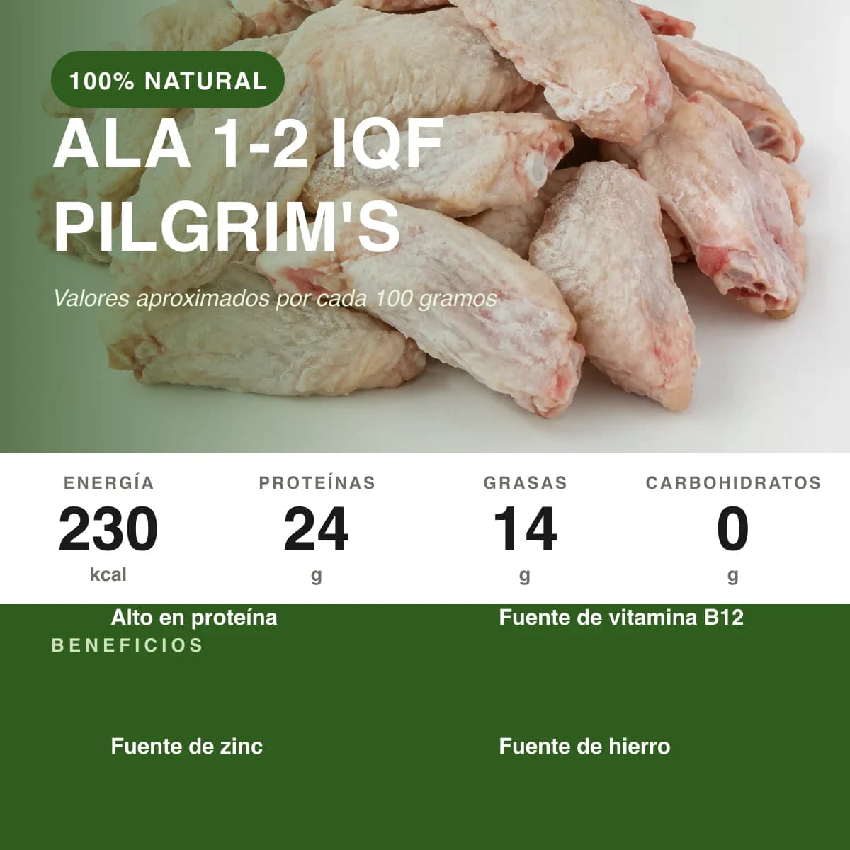 Ala 1-2 IQF Pilgrim's (caja 12 kg) - vista 2