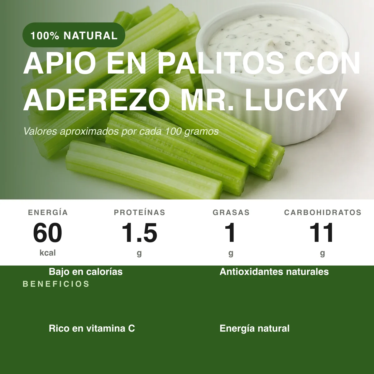 Apio en Palitos con Aderezo Mr. Lucky - vista 2